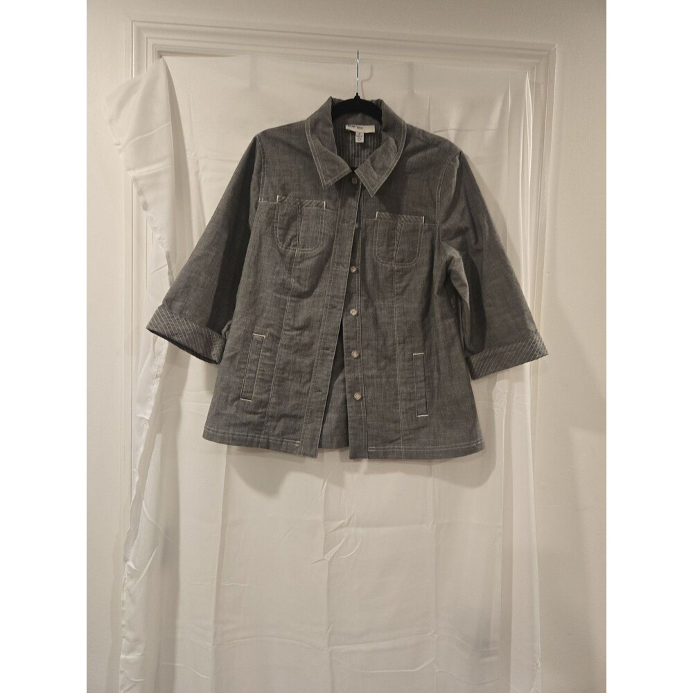Lana Lee Vintage Style Gray Pinstripe Button-Up Jacket Size 10